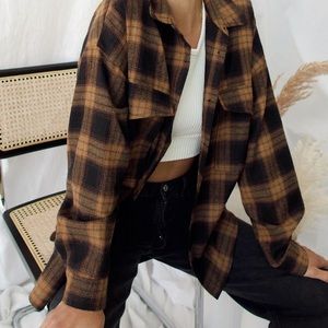 12th tribe black and mocha plaid flannel